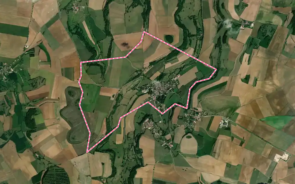Vue satellite de Saint-Seine-l'Abbaye avec ses contours administratifs