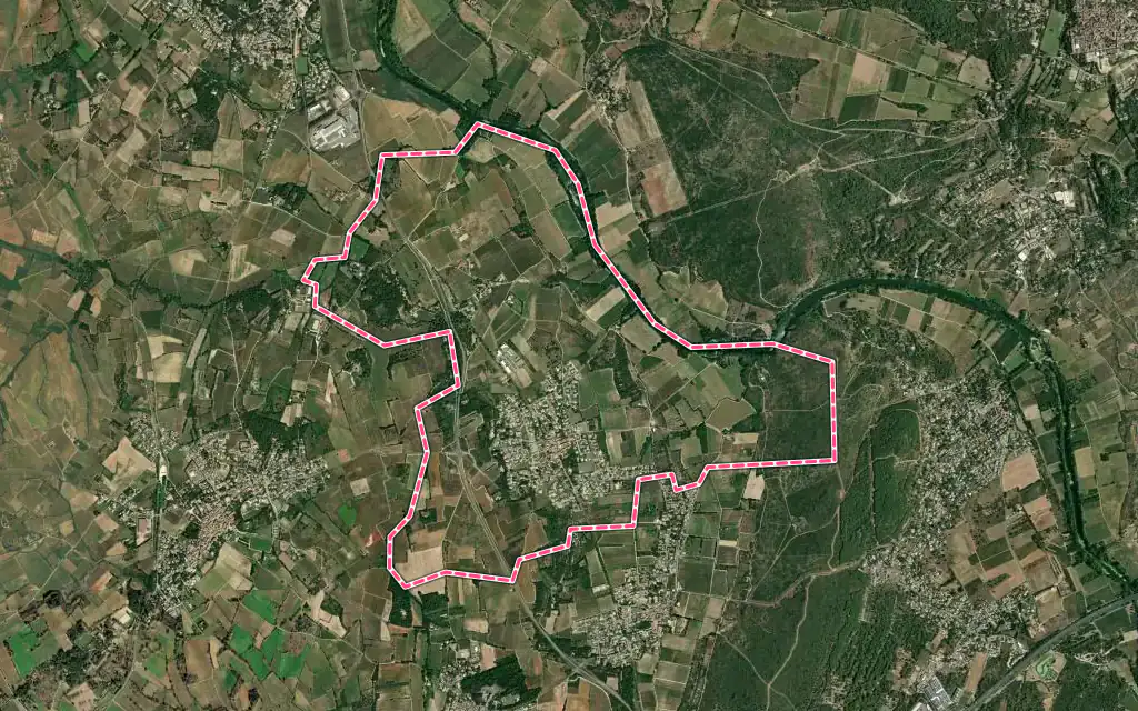 Vue satellite de Saint-Sériès avec ses contours administratifs