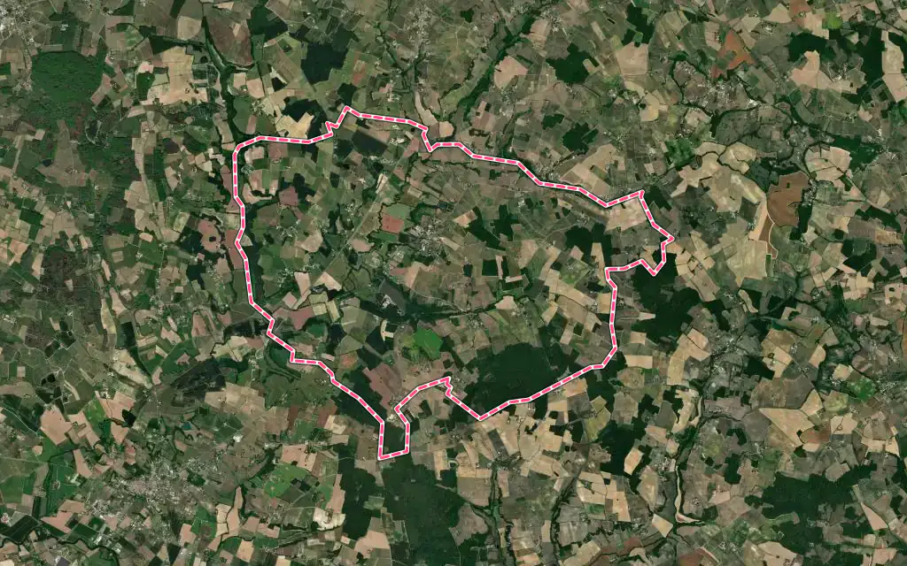 Vue satellite de Saint-Sernin avec ses contours administratifs