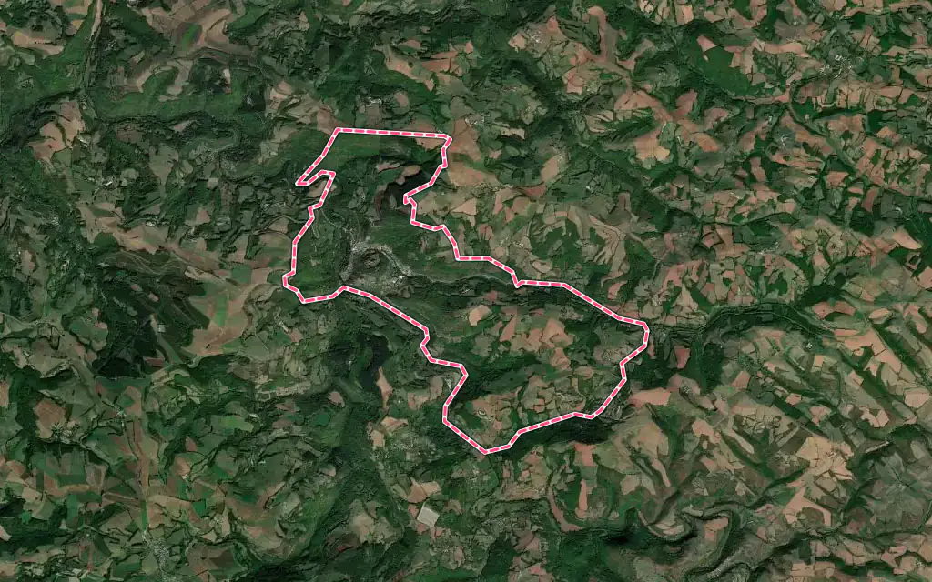 Vue satellite de Saint-Sernin-sur-Rance avec ses contours administratifs
