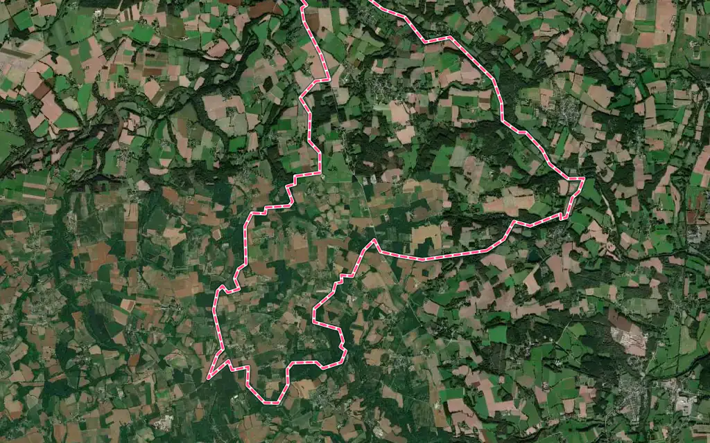 Vue satellite de Saint-Servant avec ses contours administratifs