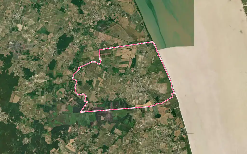 Vue satellite de Saint-Seurin-de-Cadourne avec ses contours administratifs
