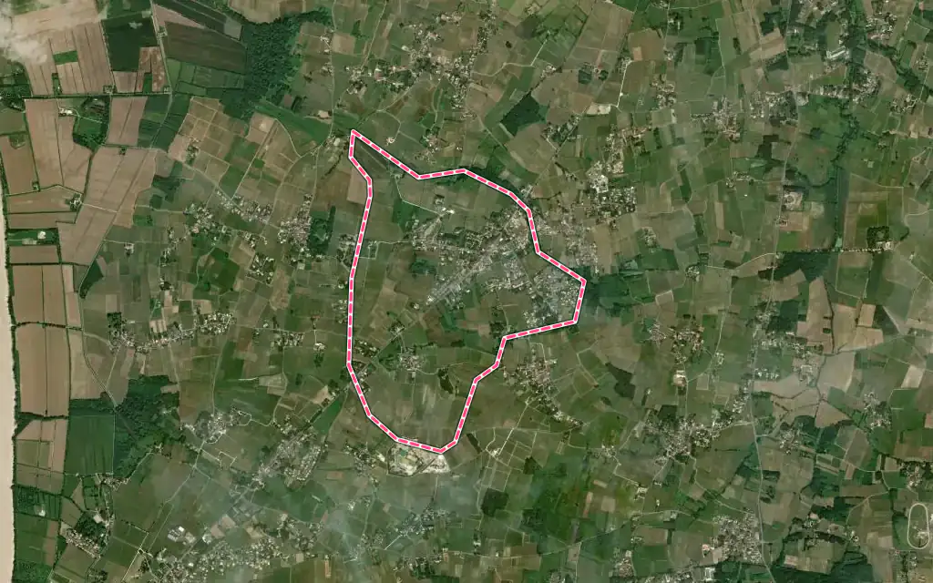 Vue satellite de Saint-Seurin-de-Cursac avec ses contours administratifs