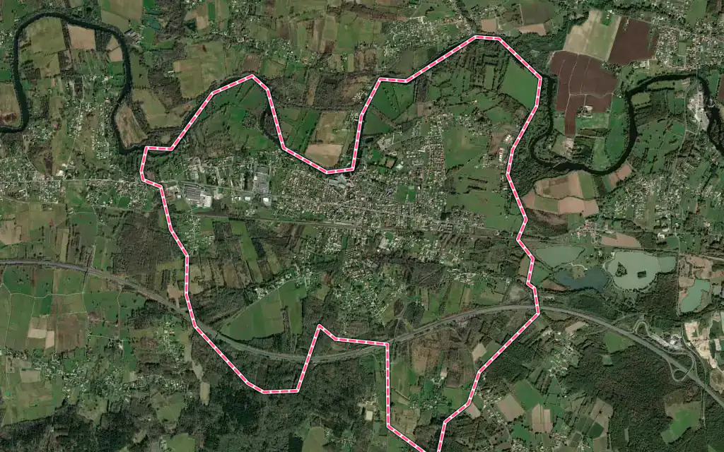 Vue satellite de Saint-Seurin-sur-l'Isle avec ses contours administratifs