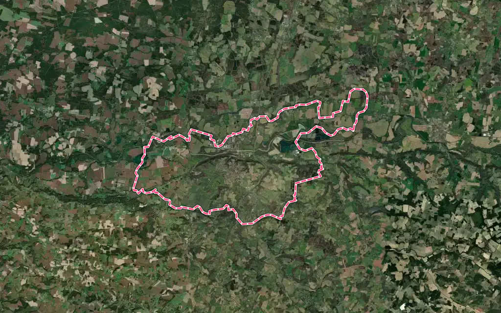 Vue satellite de Saint-Sever avec ses contours administratifs