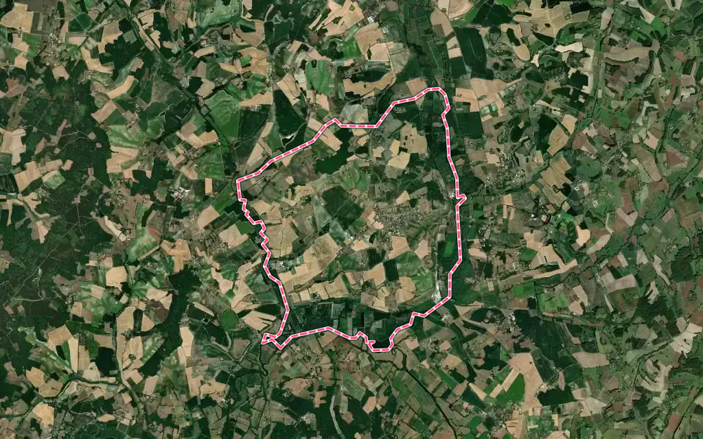 Vue satellite de Saint-Séverin avec ses contours administratifs