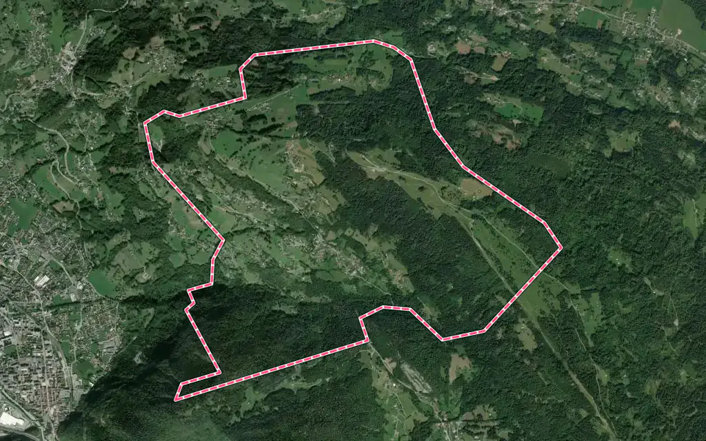 Vue satellite de Saint-Sigismond avec ses contours administratifs