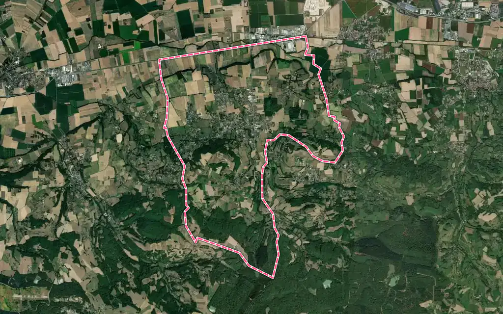 Vue satellite de Saint-Siméon-de-Bressieux avec ses contours administratifs