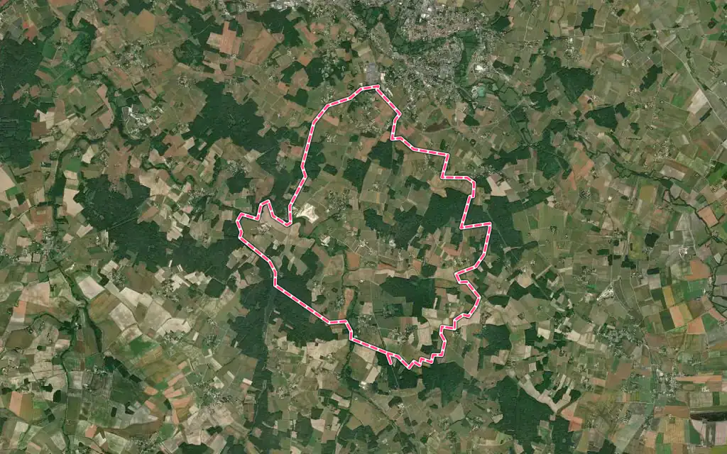 Vue satellite de Saint-Simon-de-Bordes avec ses contours administratifs