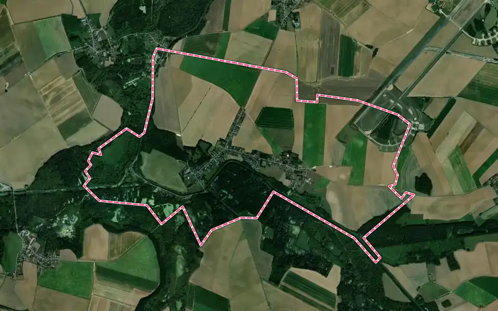 Vue satellite de Saint-Simon avec ses contours administratifs