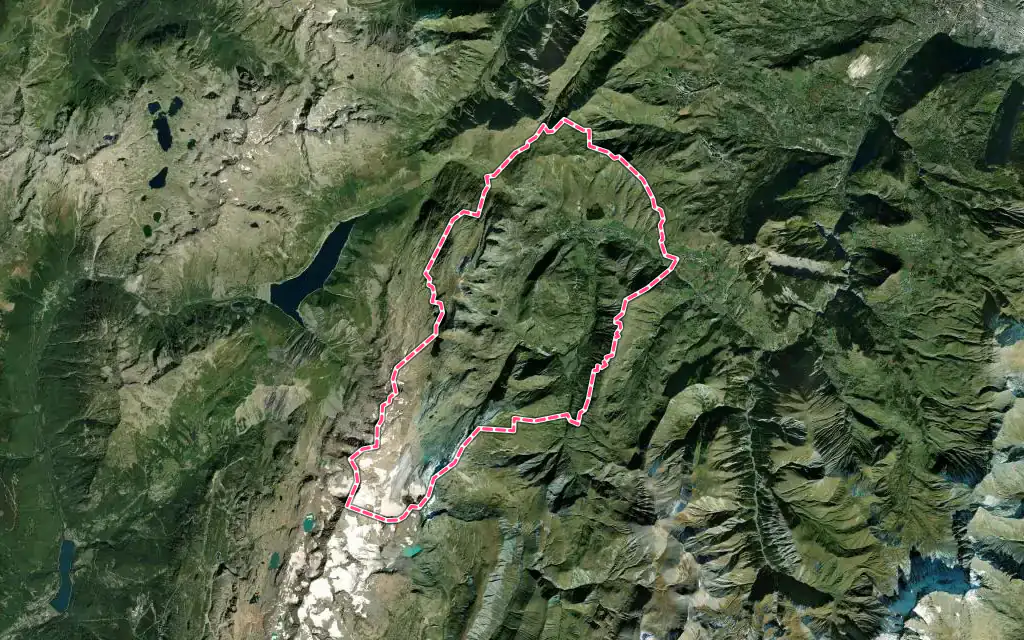 Vue satellite de Saint-Sorlin-d'Arves avec ses contours administratifs