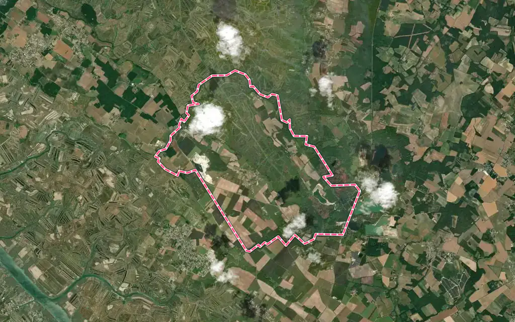 Vue satellite de Saint-Sornin avec ses contours administratifs