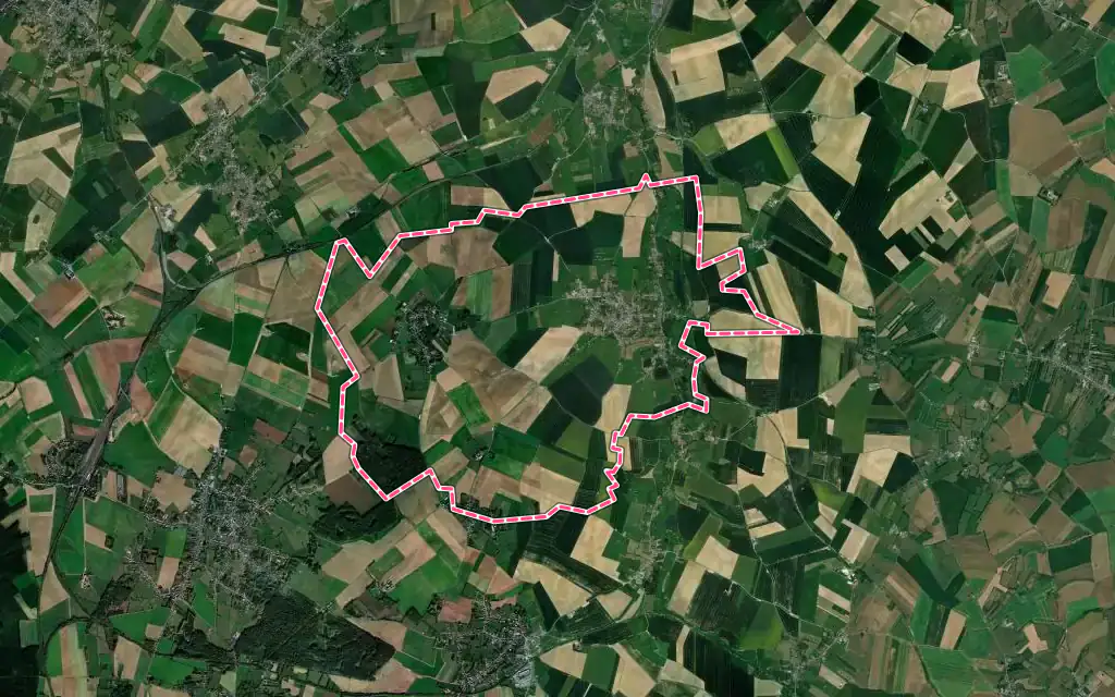 Vue satellite de Saint-Souplet avec ses contours administratifs