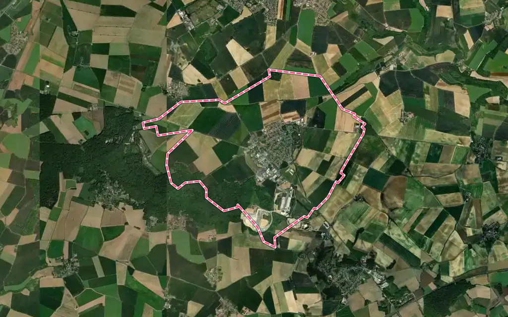 Vue satellite de Saint-Soupplets avec ses contours administratifs