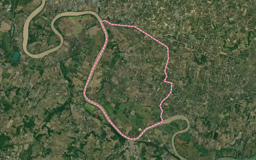 Vue satellite de Saint-Sulpice-de-Faleyrens avec ses contours administratifs