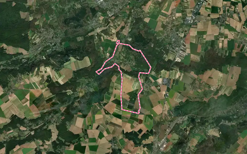 Vue satellite de Saint-Sulpice-de-Favières avec ses contours administratifs
