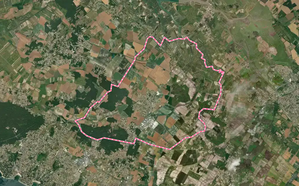 Vue satellite de Saint-Sulpice-de-Royan avec ses contours administratifs