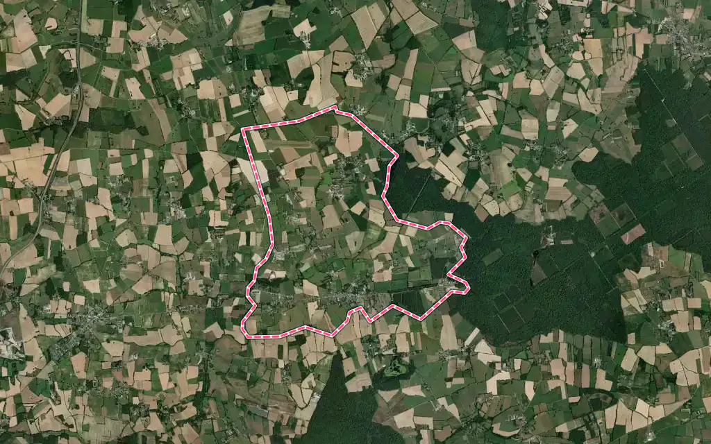 Vue satellite de Saint-Sulpice-des-Landes avec ses contours administratifs