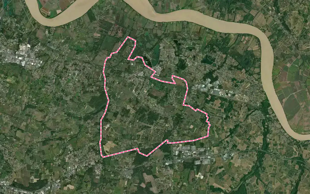 Vue satellite de Saint-Sulpice-et-Cameyrac avec ses contours administratifs