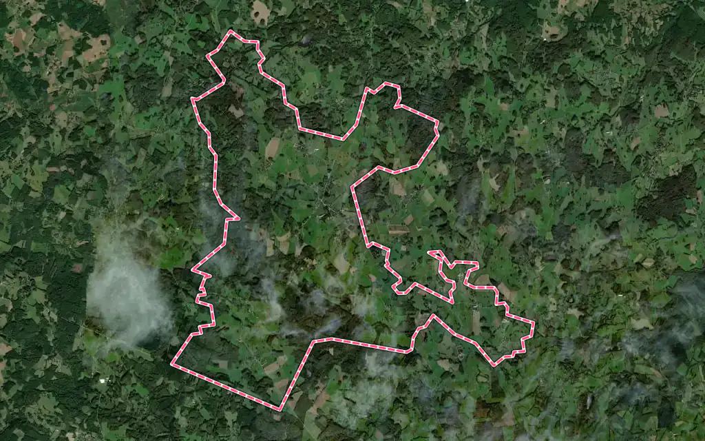 Vue satellite de Saint-Sulpice-les-Champs avec ses contours administratifs