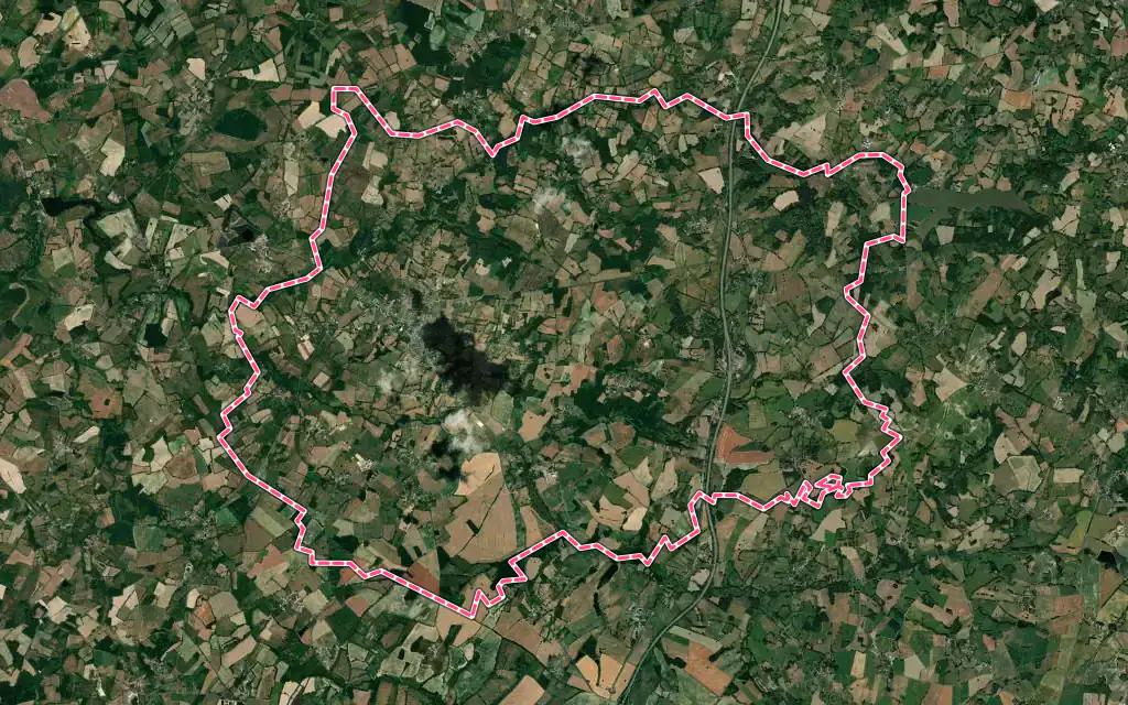 Vue satellite de Saint-Sulpice-les-Feuilles avec ses contours administratifs