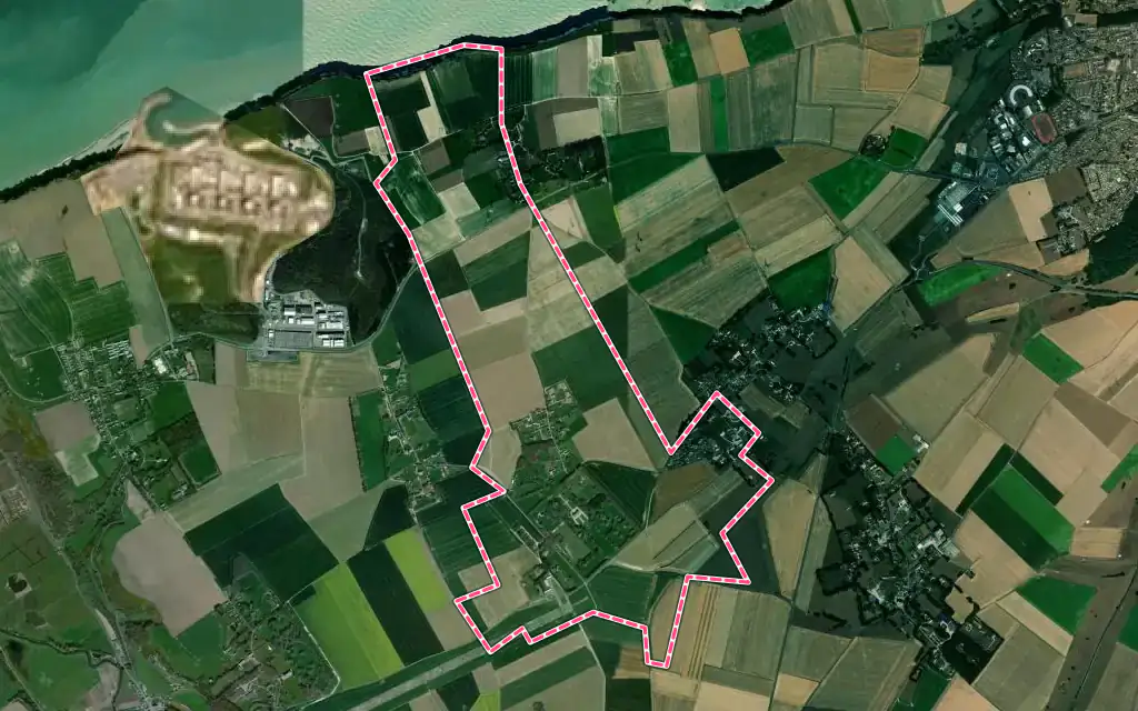 Vue satellite de Saint-Sylvain avec ses contours administratifs