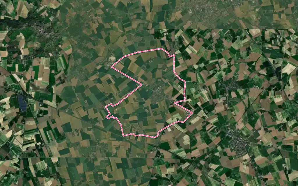 Vue satellite de Saint-Sylvestre-Cappel avec ses contours administratifs