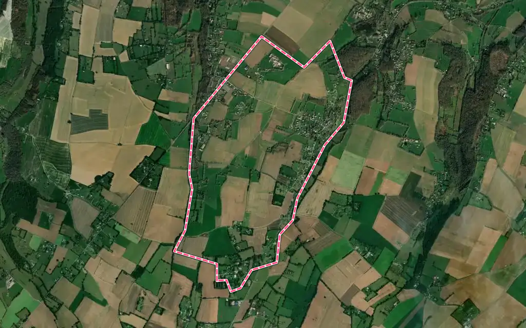 Vue satellite de Saint-Symphorien avec ses contours administratifs