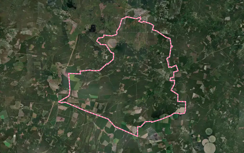 Vue satellite de Saint-Symphorien avec ses contours administratifs