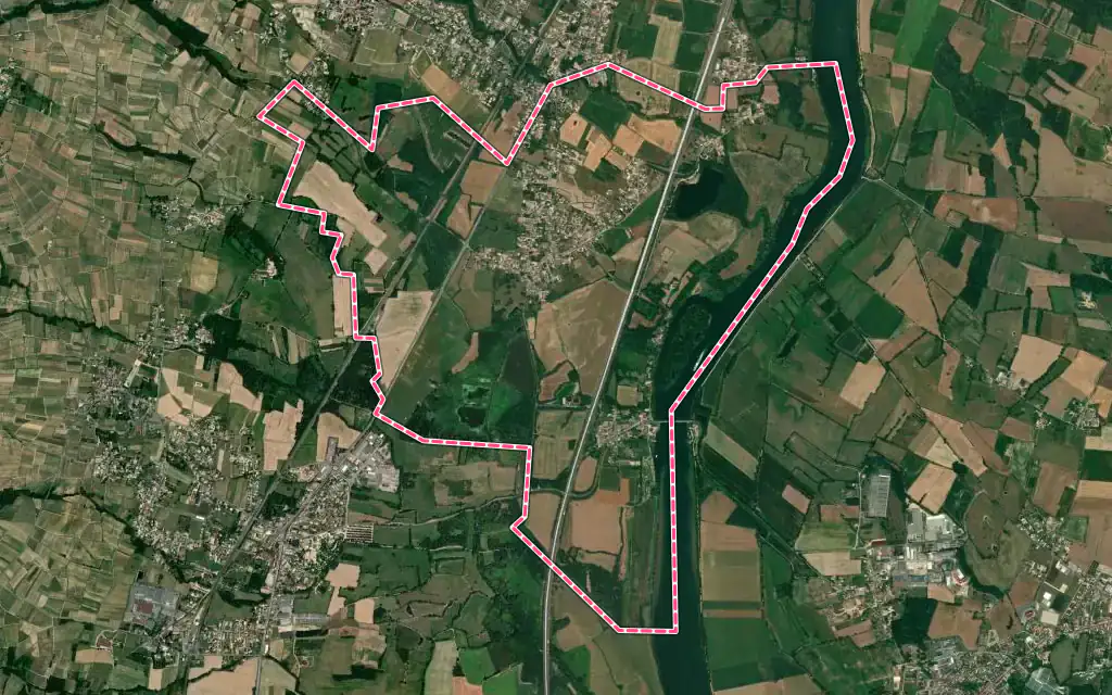 Vue satellite de Saint-Symphorien-d'Ancelles avec ses contours administratifs