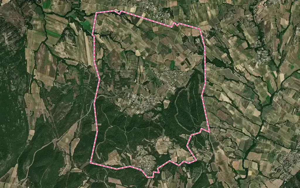 Vue satellite de Saint-Théodorit avec ses contours administratifs