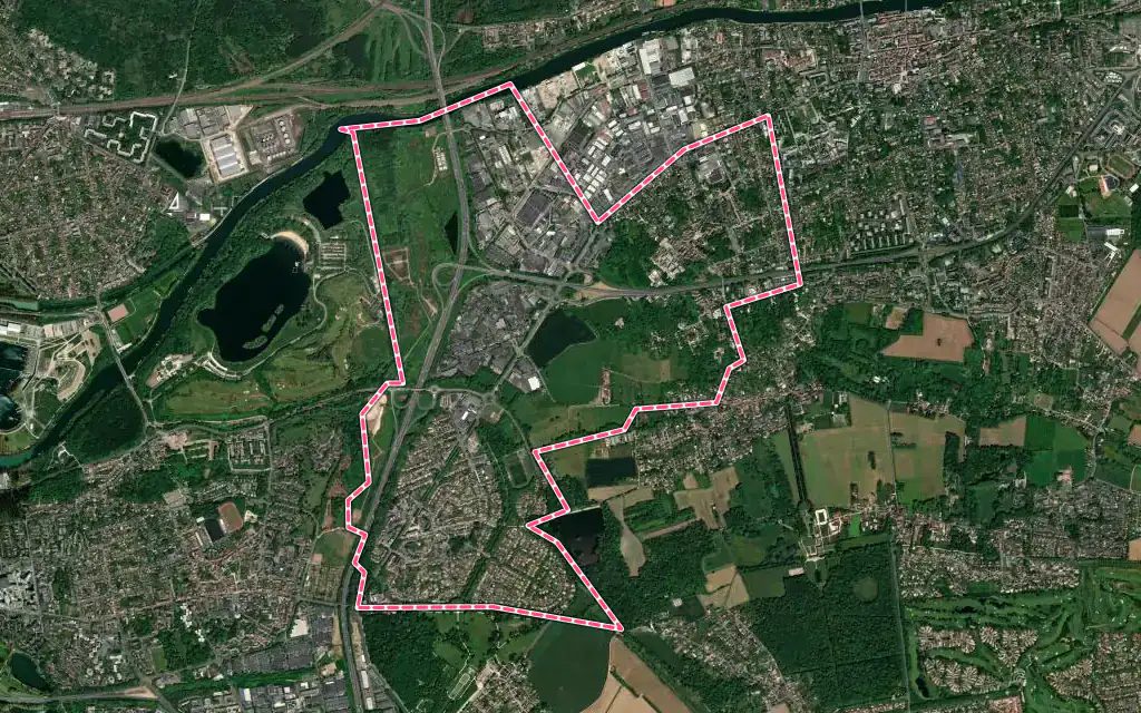 Vue satellite de Saint-Thibault-des-Vignes avec ses contours administratifs