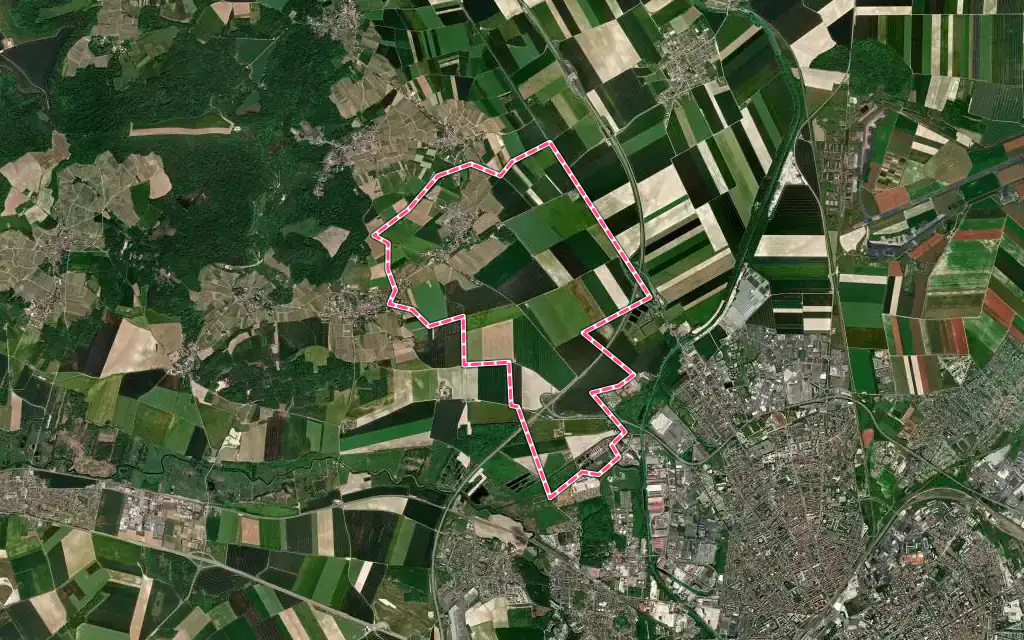 Vue satellite de Saint-Thierry avec ses contours administratifs
