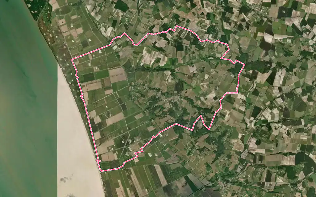 Vue satellite de Saint-Thomas-de-Conac avec ses contours administratifs