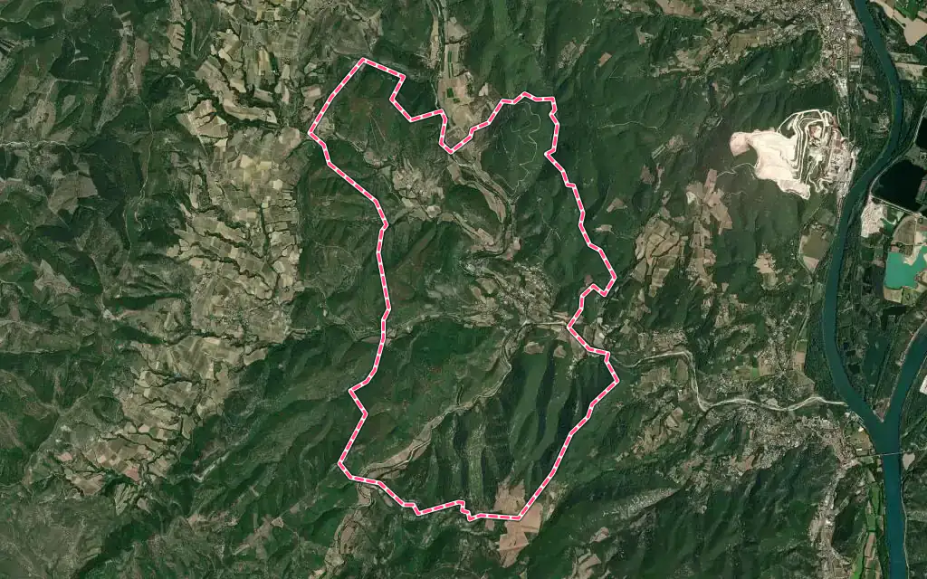 Vue satellite de Saint-Thomé avec ses contours administratifs