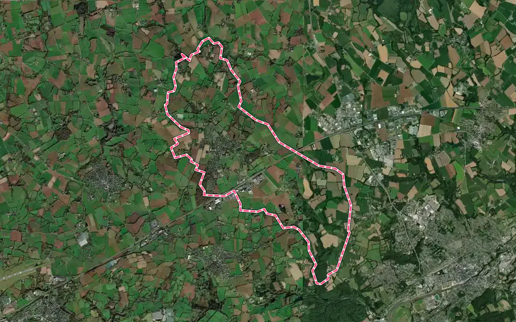 Vue satellite de Saint-Thonan avec ses contours administratifs