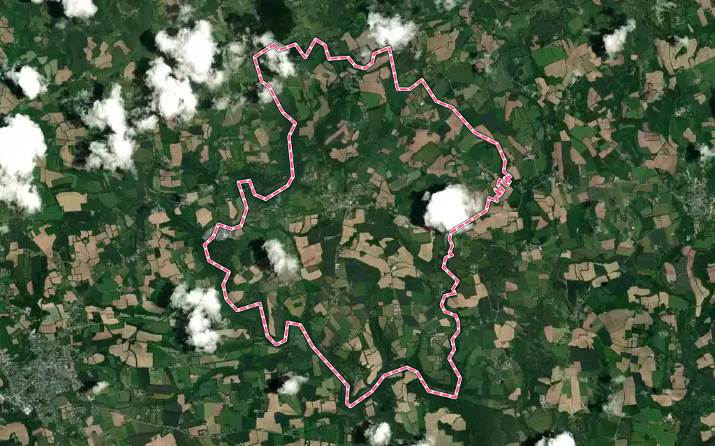Vue satellite de Saint-Thurien avec ses contours administratifs