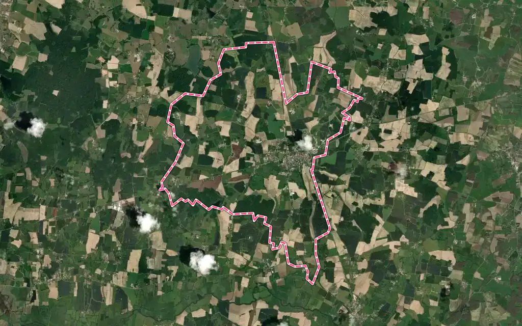Vue satellite de Saint-Trivier-de-Courtes avec ses contours administratifs