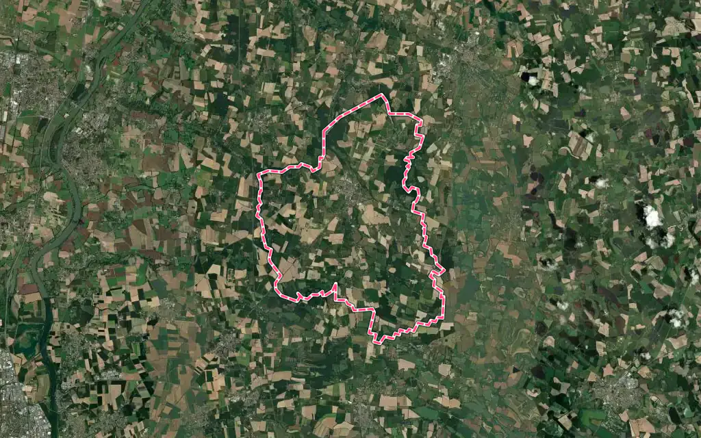 Vue satellite de Saint-Trivier-sur-Moignans avec ses contours administratifs
