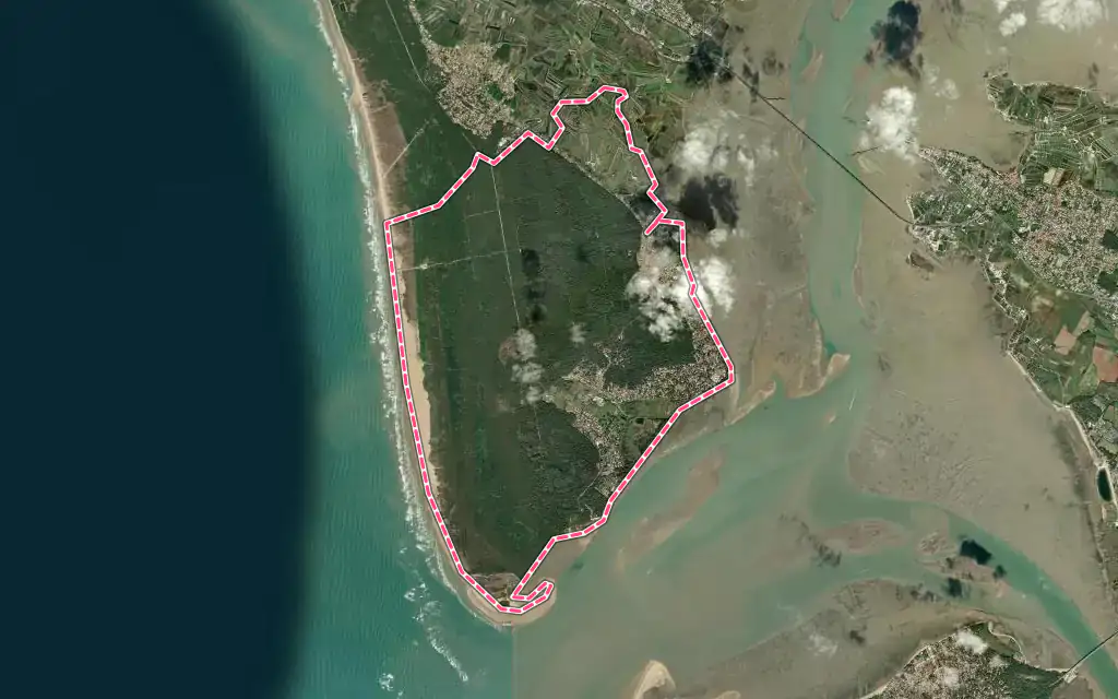 Vue satellite de Saint-Trojan-les-Bains avec ses contours administratifs