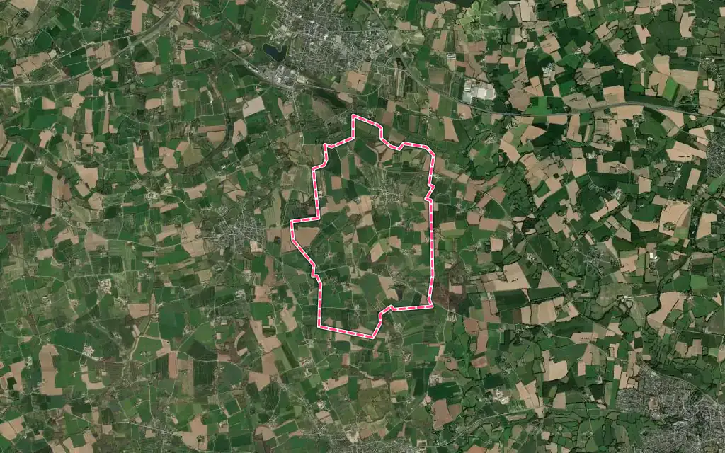 Vue satellite de Saint-Uniac avec ses contours administratifs