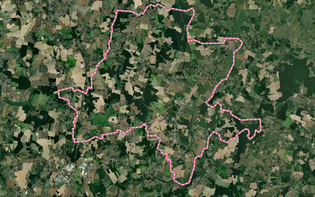 Vue satellite de Saint-Usuge avec ses contours administratifs