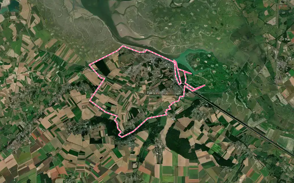 Vue satellite de Saint-Valery-sur-Somme avec ses contours administratifs