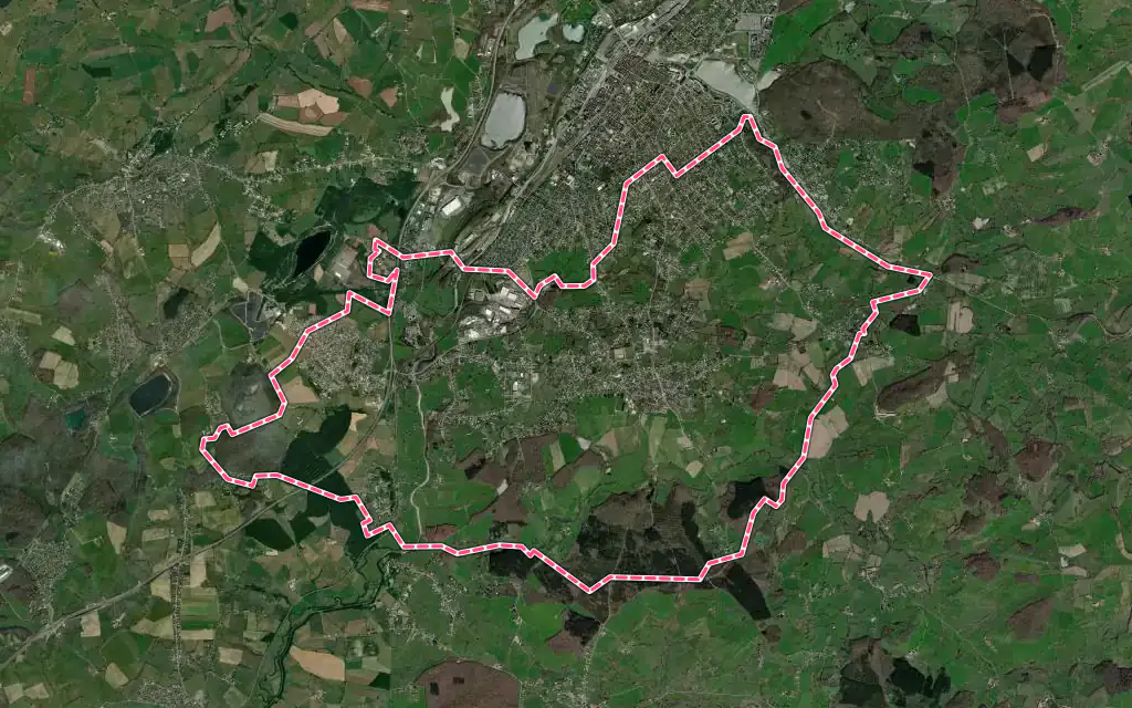 Vue satellite de Saint-Vallier avec ses contours administratifs