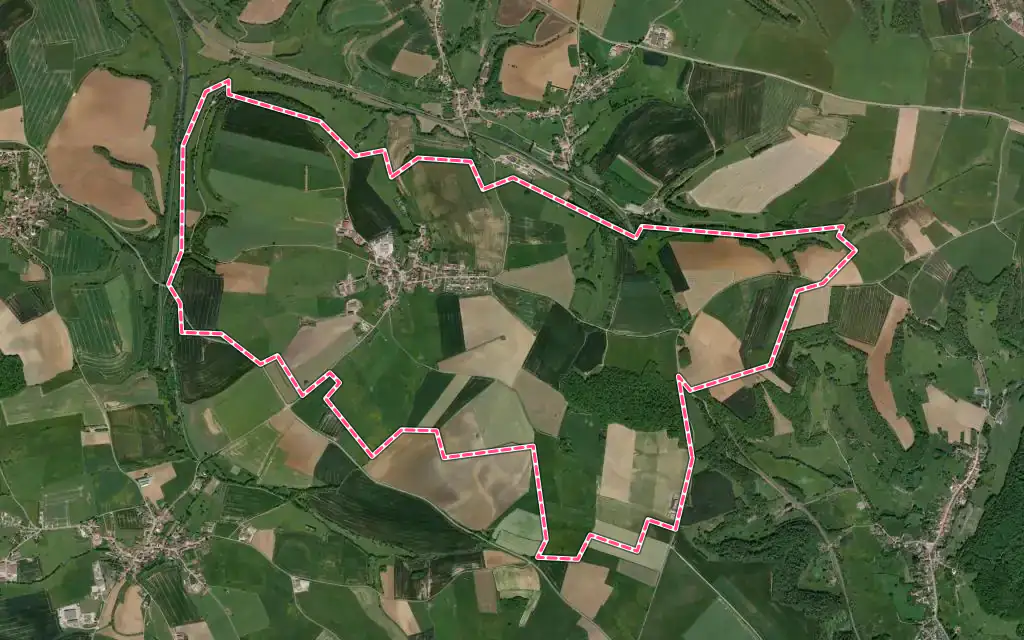 Vue satellite de Saint-Vallier-sur-Marne avec ses contours administratifs