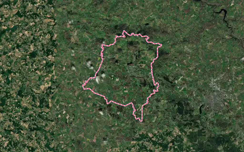 Vue satellite de Saint-Vaury avec ses contours administratifs