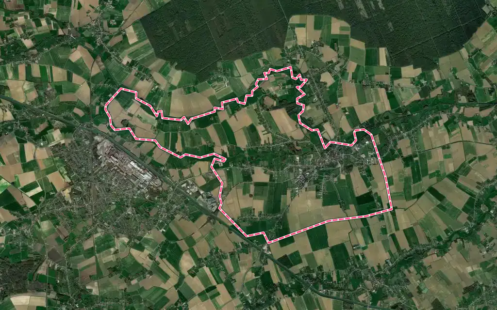 Vue satellite de Saint-Venant avec ses contours administratifs