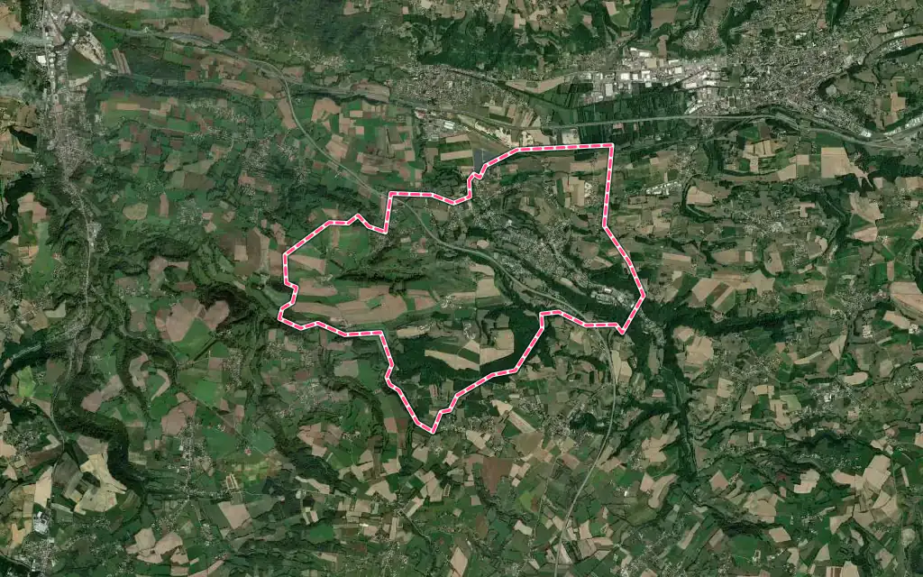 Vue satellite de Saint-Victor-de-Cessieu avec ses contours administratifs