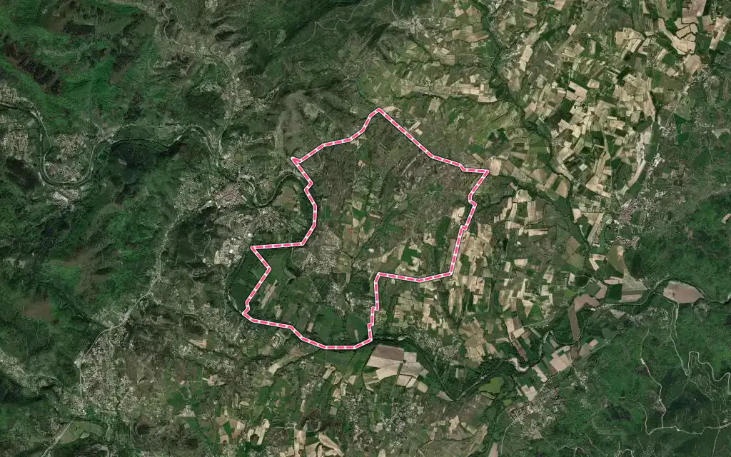 Vue satellite de Saint-Victor-de-Malcap avec ses contours administratifs