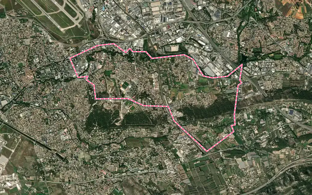 Vue satellite de Saint-Victoret avec ses contours administratifs